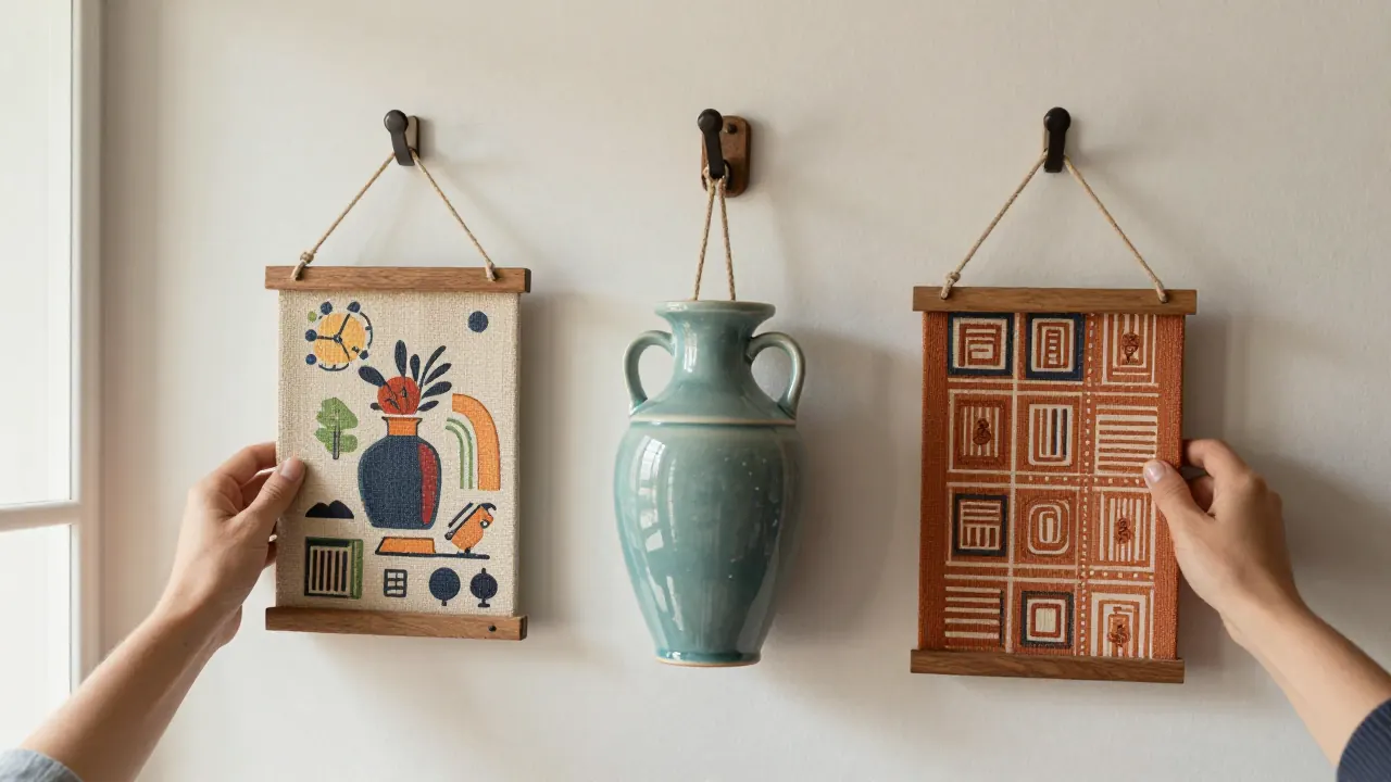 pan chang knot meaning scene with decorative hanging, ceramic vase, entryway hook