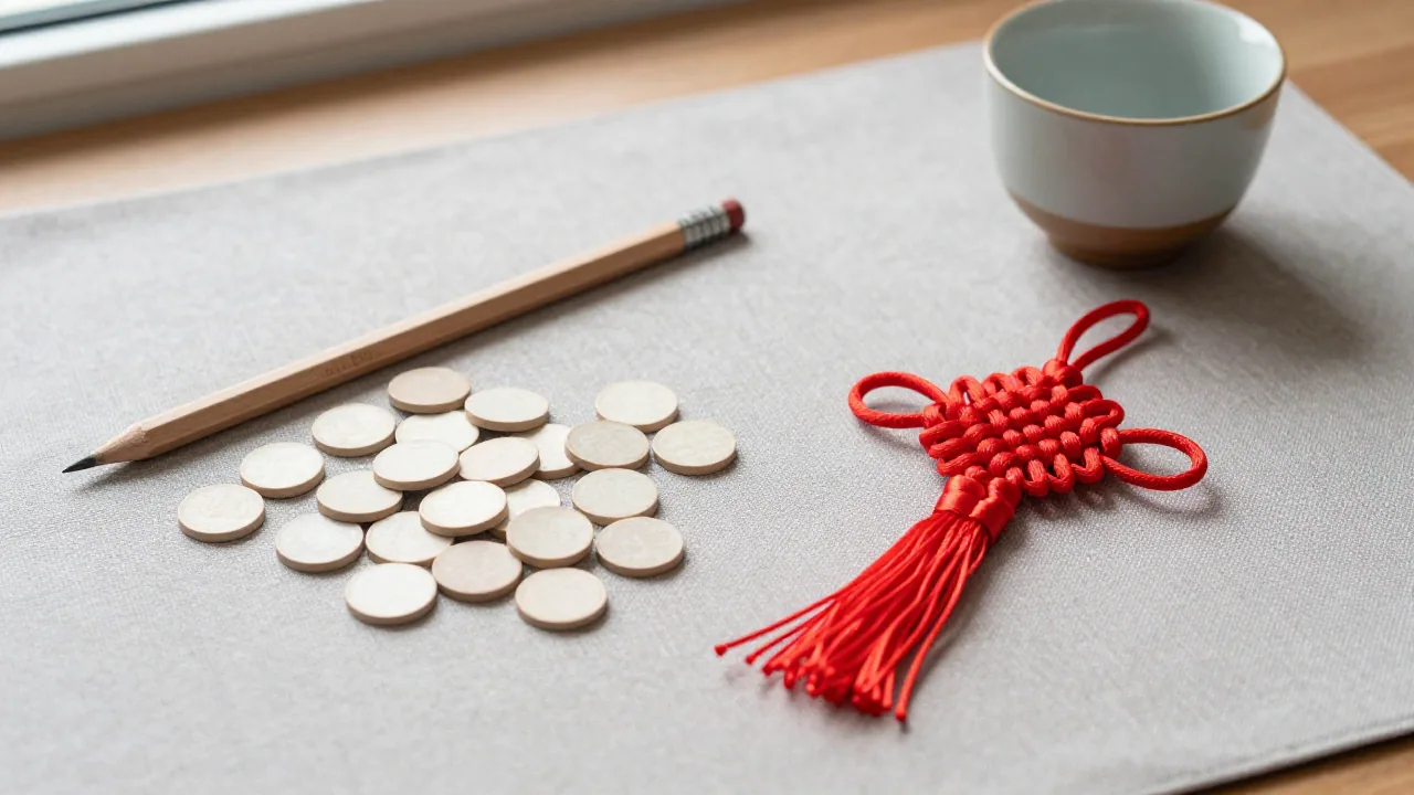 pencil, plain tokens, desk mat for chinese lucky knot
