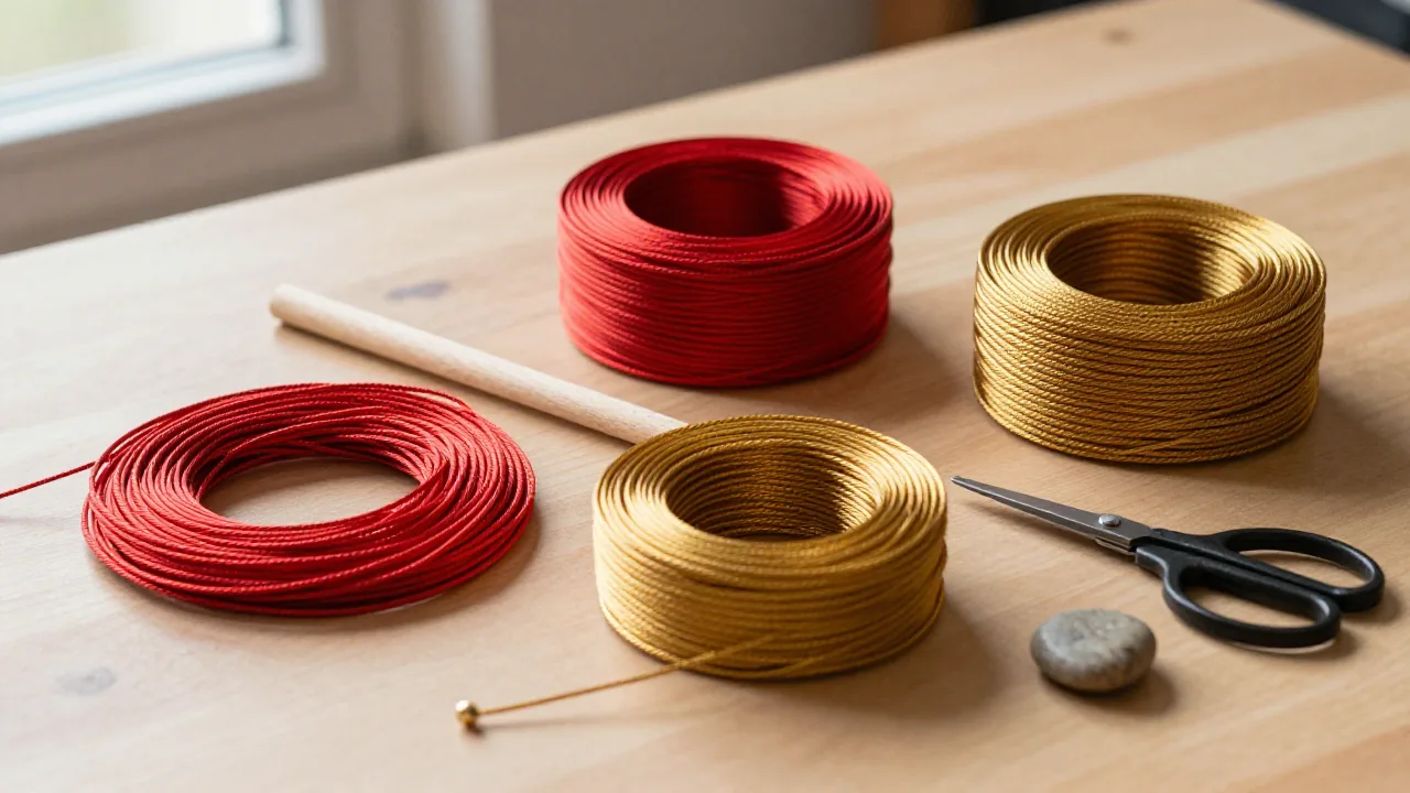 cord coils and scissors for string for chinese knots
