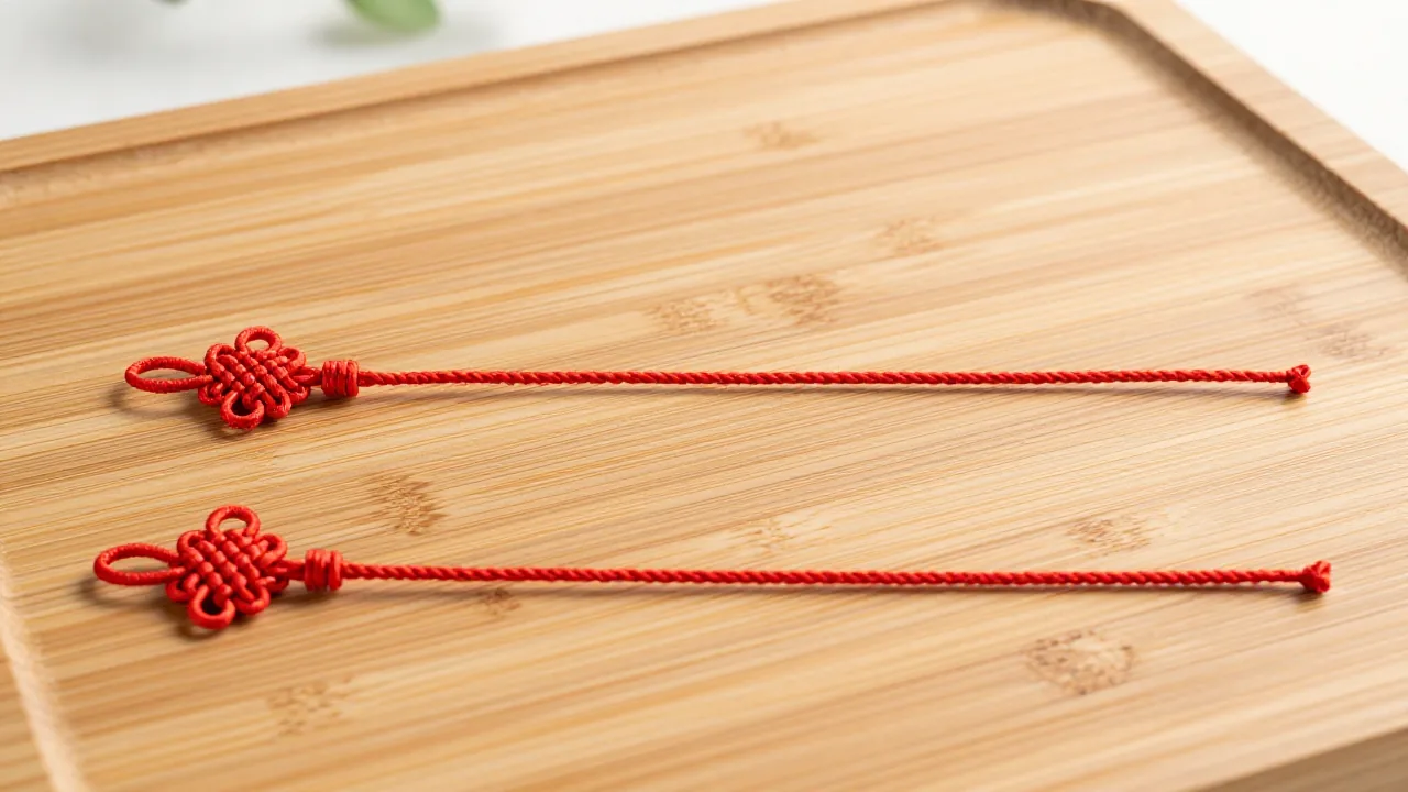 small red decorative knot, loose cord sample, bamboo board supporting nylon cord thread chinese knot macrame 1mm