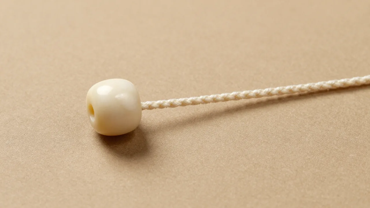 An ivory bead and thin cord