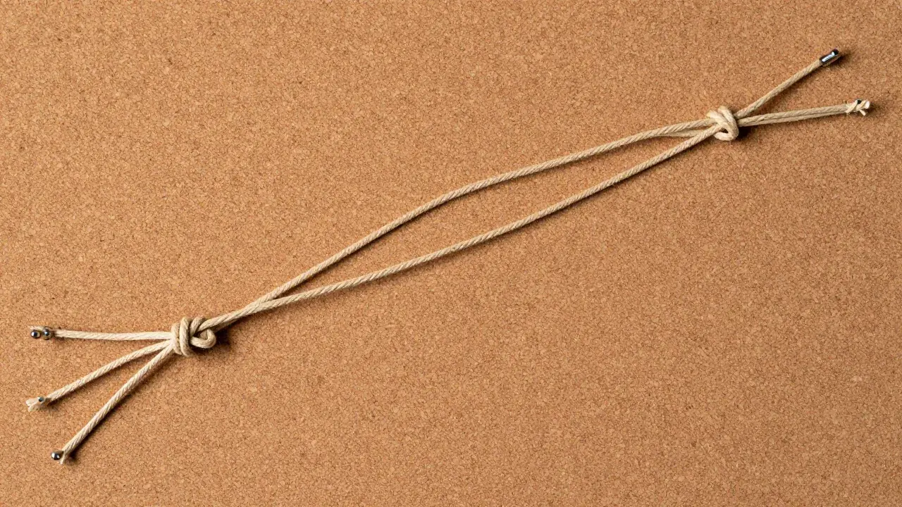 loose knot, cork board, blunt pins